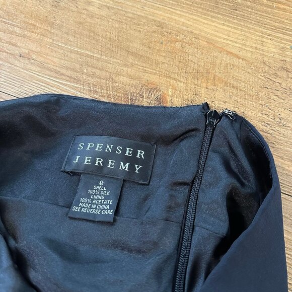 Vintage 90s Y2K Womens Silk Black Babydoll Midi Dress Size 8 Ruched Whimsigoth - Picture 7 of 9